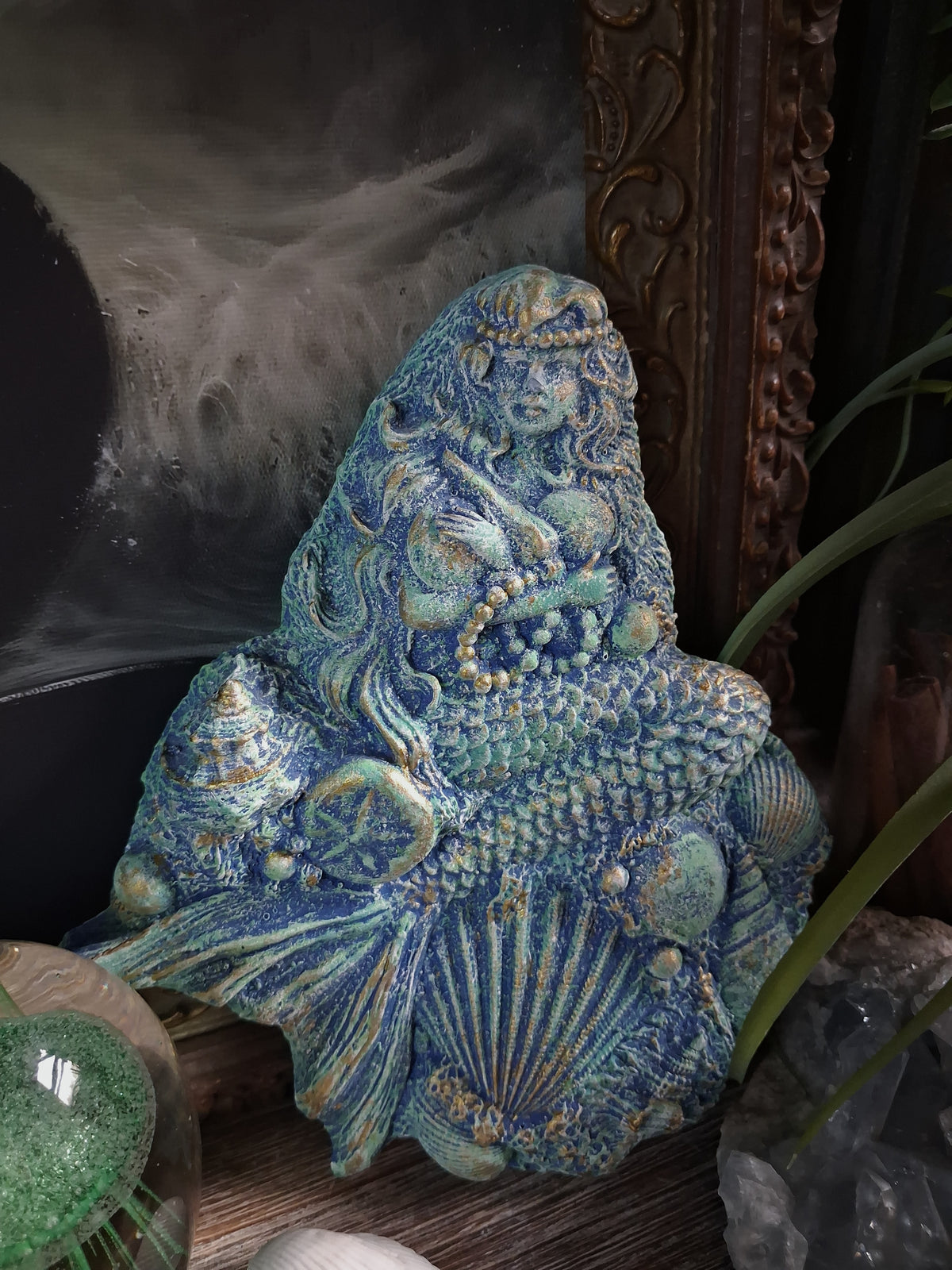 Vintage Chalkware Mermaid Plaque