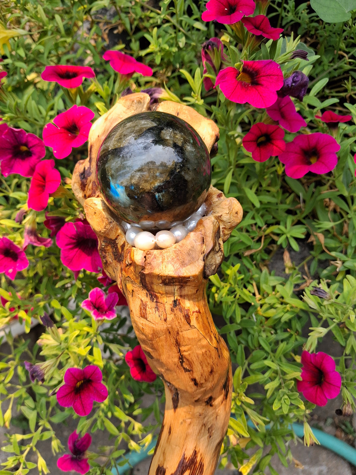 Handmade Labradorite & Pearl Hazelnut Wand / Nuada Wands