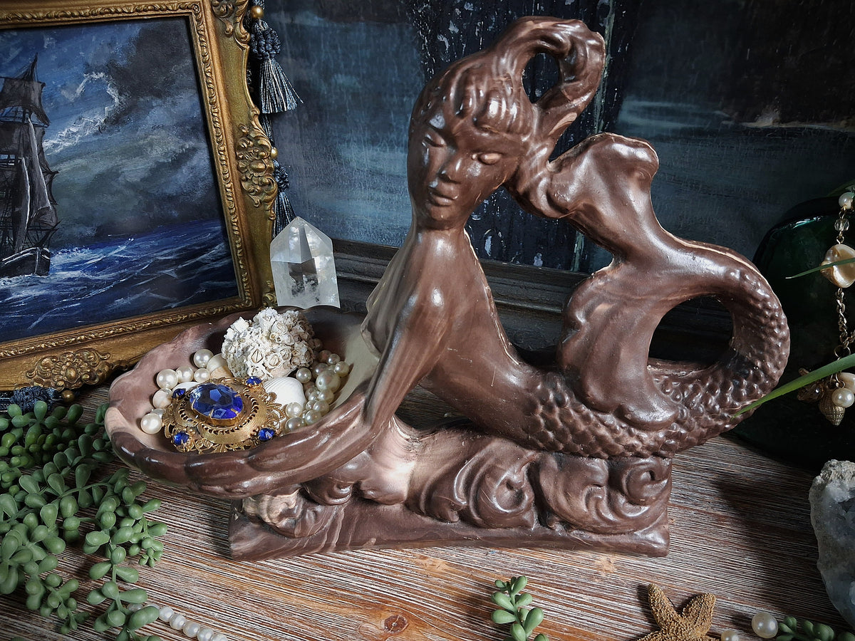 Vintage Mermaid Centerpiece & Shell Offering Bowl