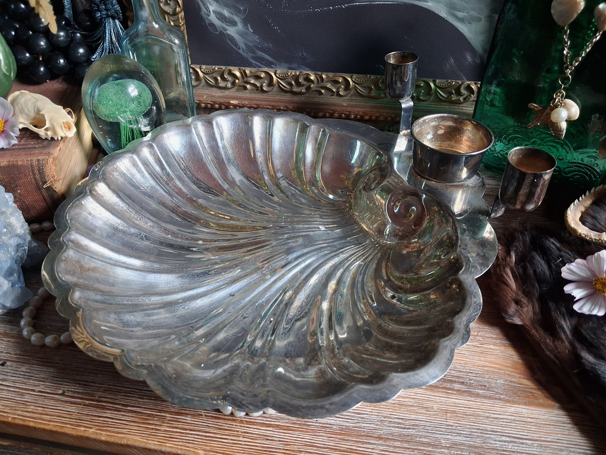 Vintage Silver Shell Offering Dish