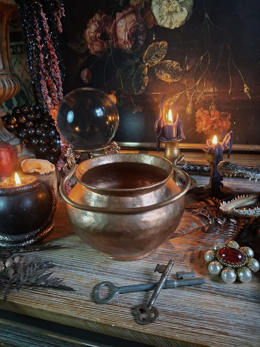 Vintage Hammered Copper Cauldron