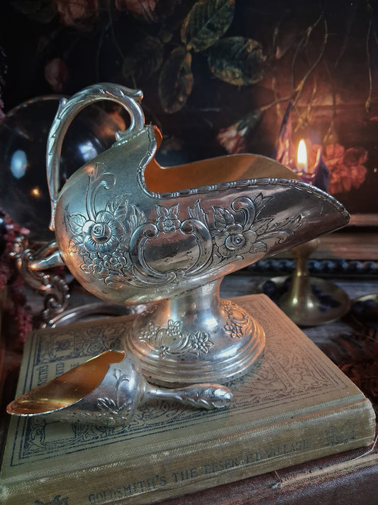 Vintage Kimiko Silverplate Mini Cauldron & Scoop