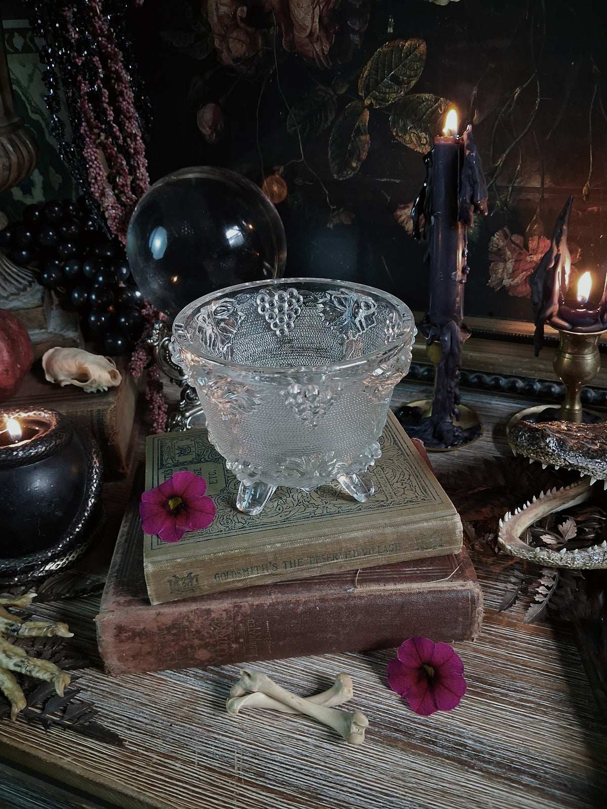 Vintage Glass Grape Cauldron
