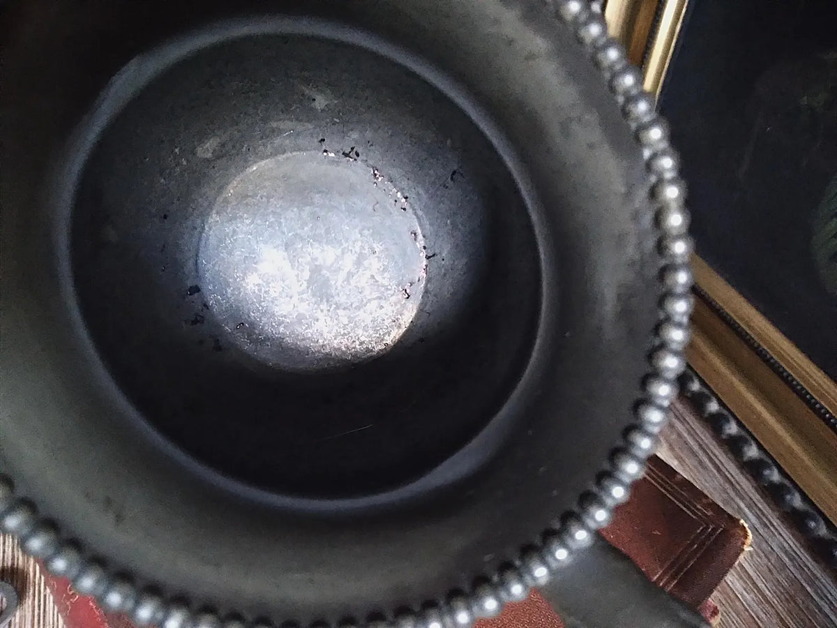 Antique Silver Engraved Footed Cauldron