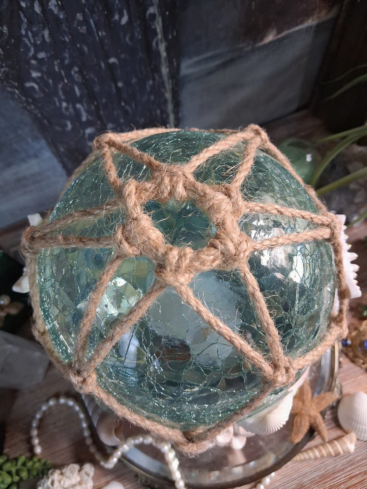 Lighted Aqua Glass Scrying Orb / Water Witch Crystal Ball