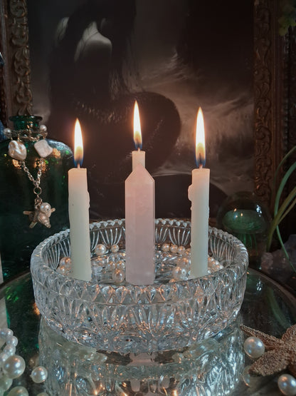 Vintage Cut Crystal Triple Candle Holder / Ritual Altar