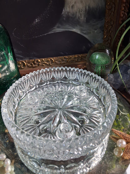 Vintage Cut Crystal Triple Candle Holder / Ritual Altar