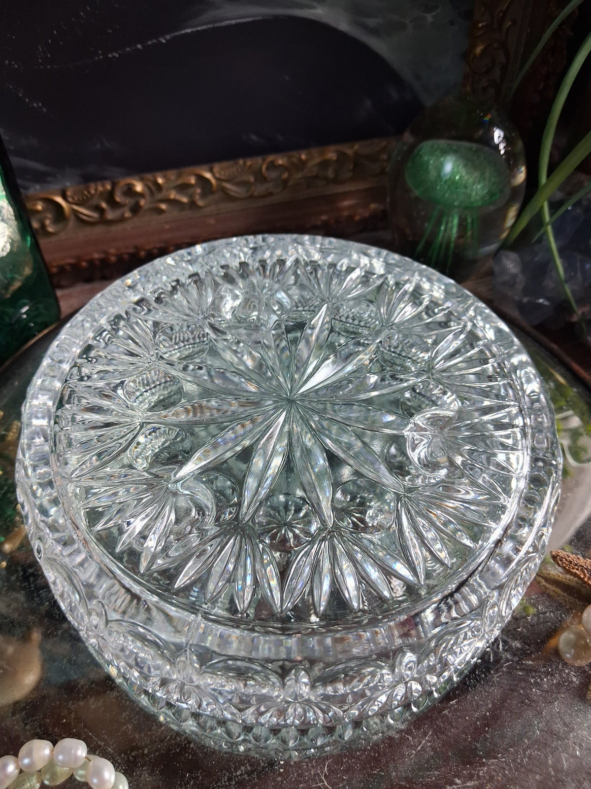 Vintage Cut Crystal Triple Candle Holder / Ritual Altar