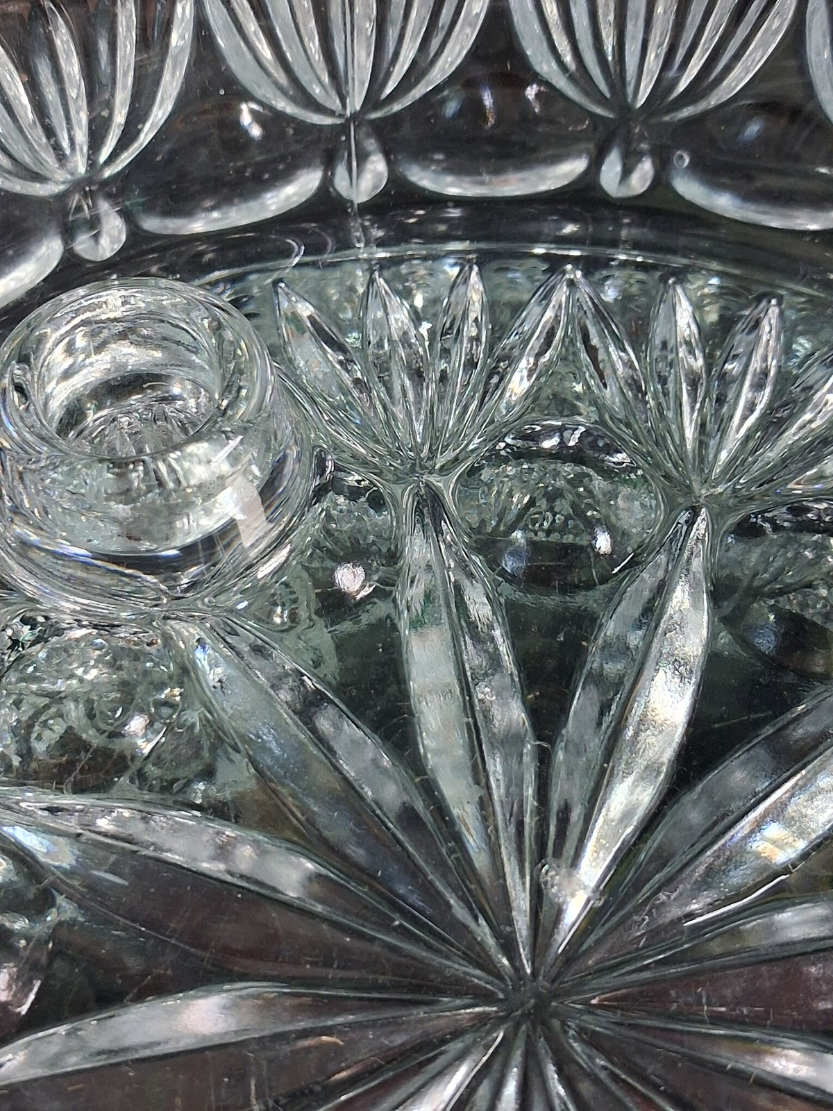 Vintage Cut Crystal Triple Candle Holder / Ritual Altar