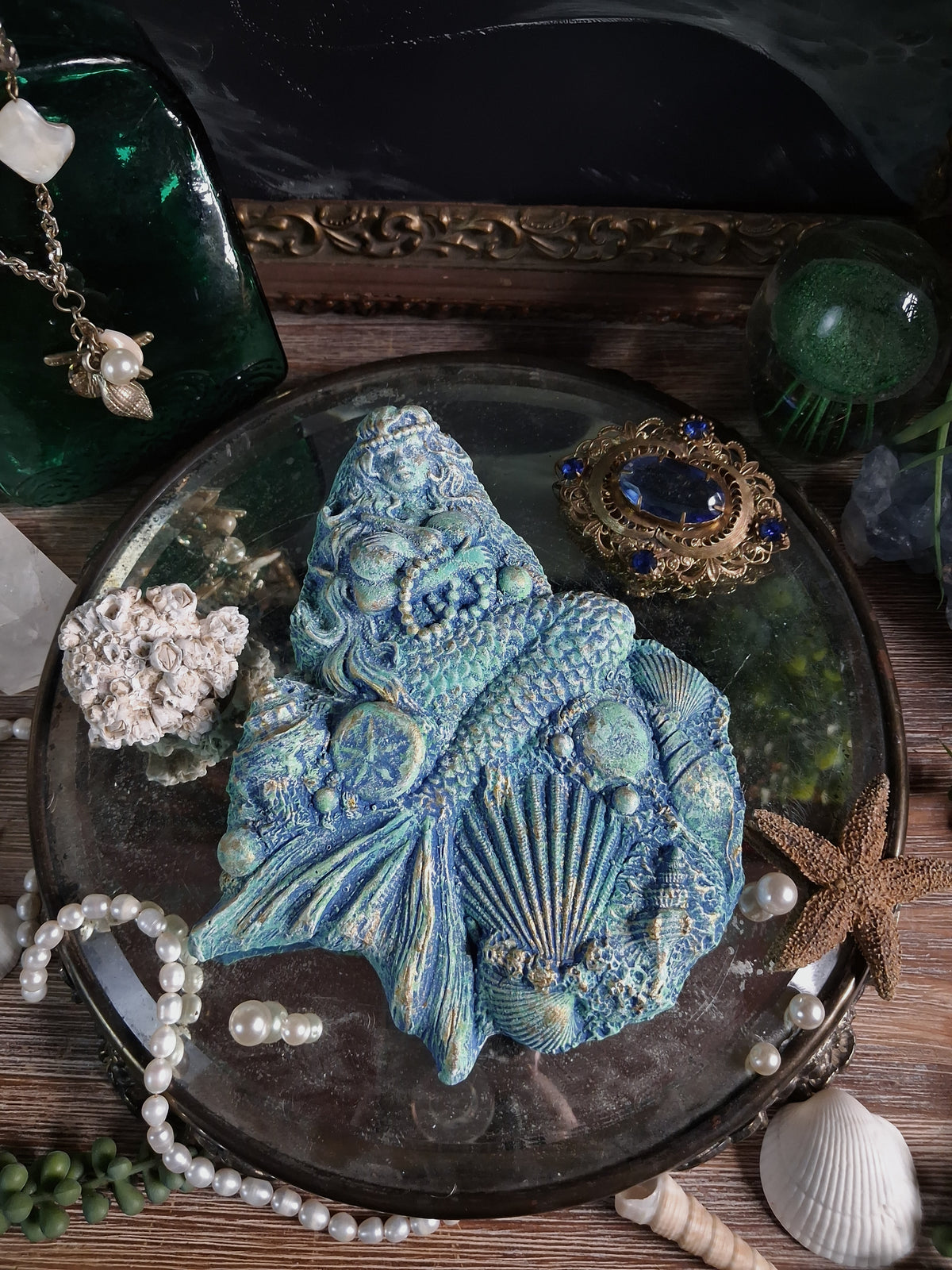 Vintage Chalkware Mermaid Plaque