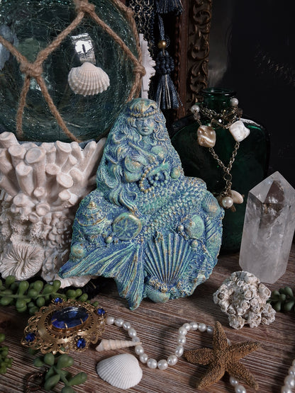 Vintage Chalkware Mermaid Plaque