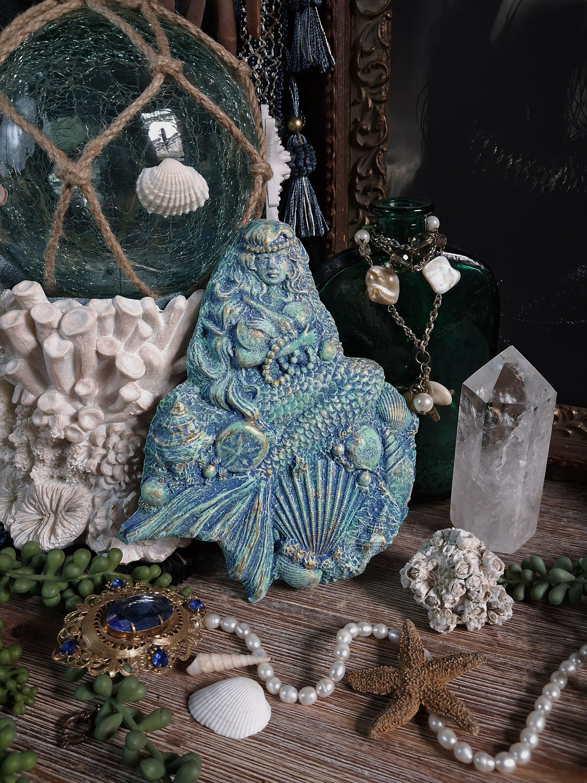 Vintage Chalkware Mermaid Plaque