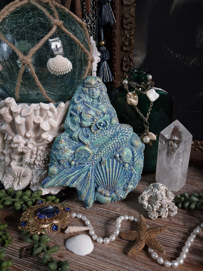 Vintage Chalkware Mermaid Plaque