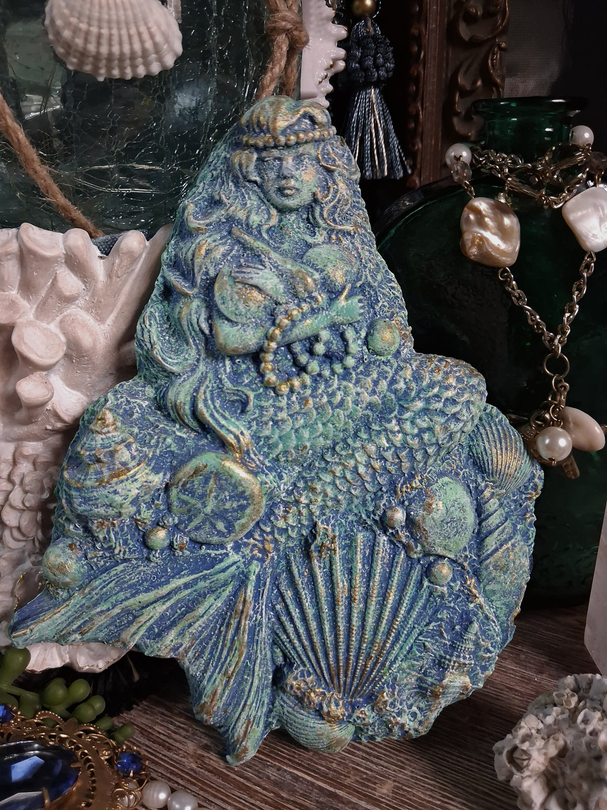 Vintage Chalkware Mermaid Plaque