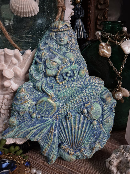 Vintage Chalkware Mermaid Plaque