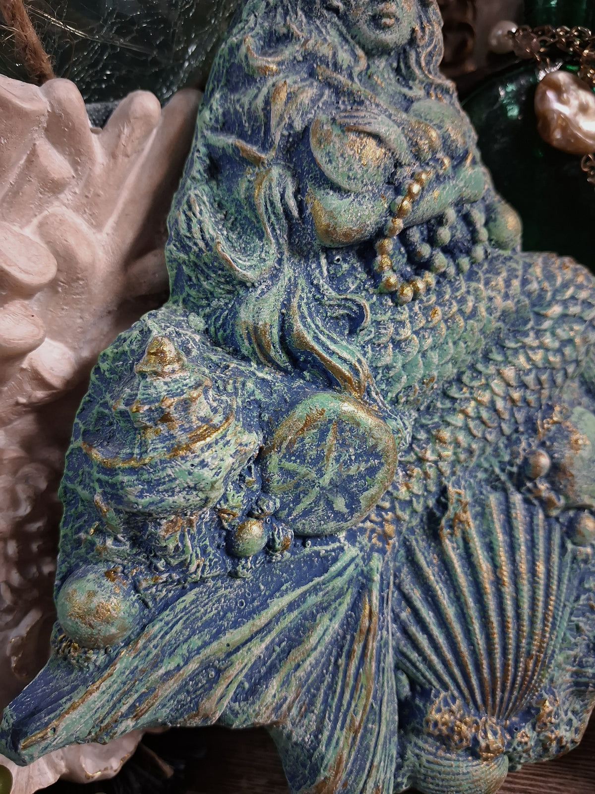Vintage Chalkware Mermaid Plaque
