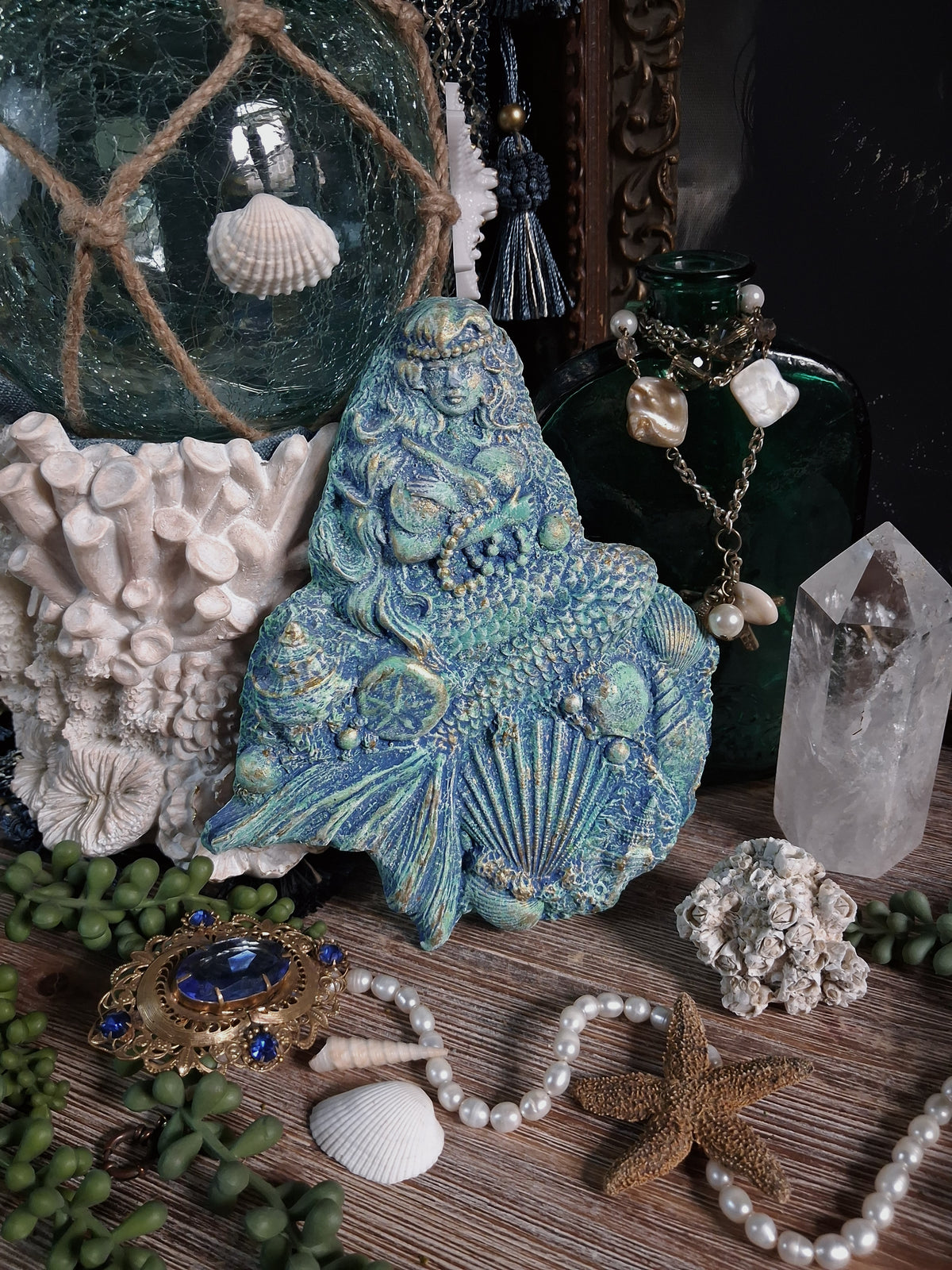 Vintage Chalkware Mermaid Plaque