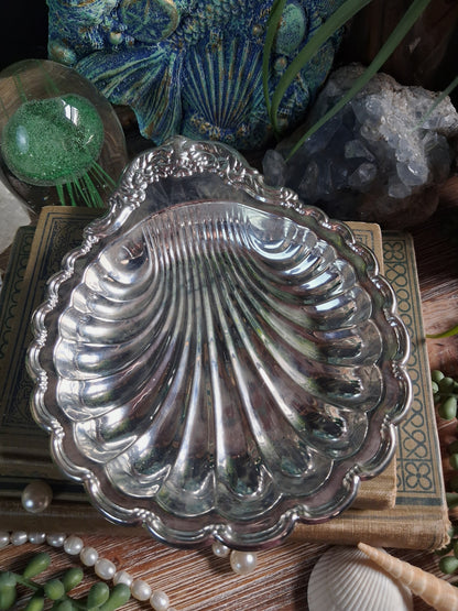 Vintage Silver Plate Scallop Shell Dish
