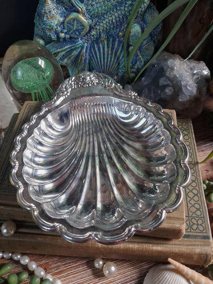 Vintage Silver Plate Scallop Shell Dish