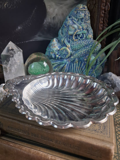 Vintage Silver Plate Scallop Shell Dish