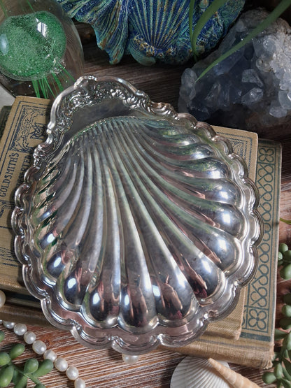 Vintage Silver Plate Scallop Shell Dish