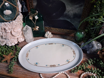 Antique Porcelain Greek Key Altar Tray