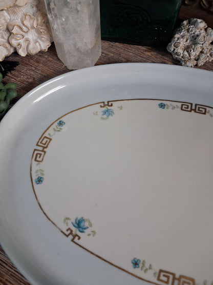 Antique Porcelain Greek Key Altar Tray