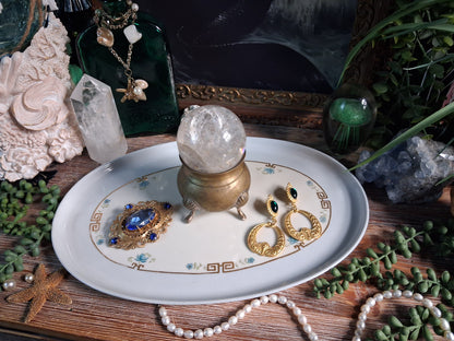 Antique Porcelain Greek Key Altar Tray