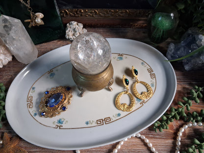 Antique Porcelain Greek Key Altar Tray