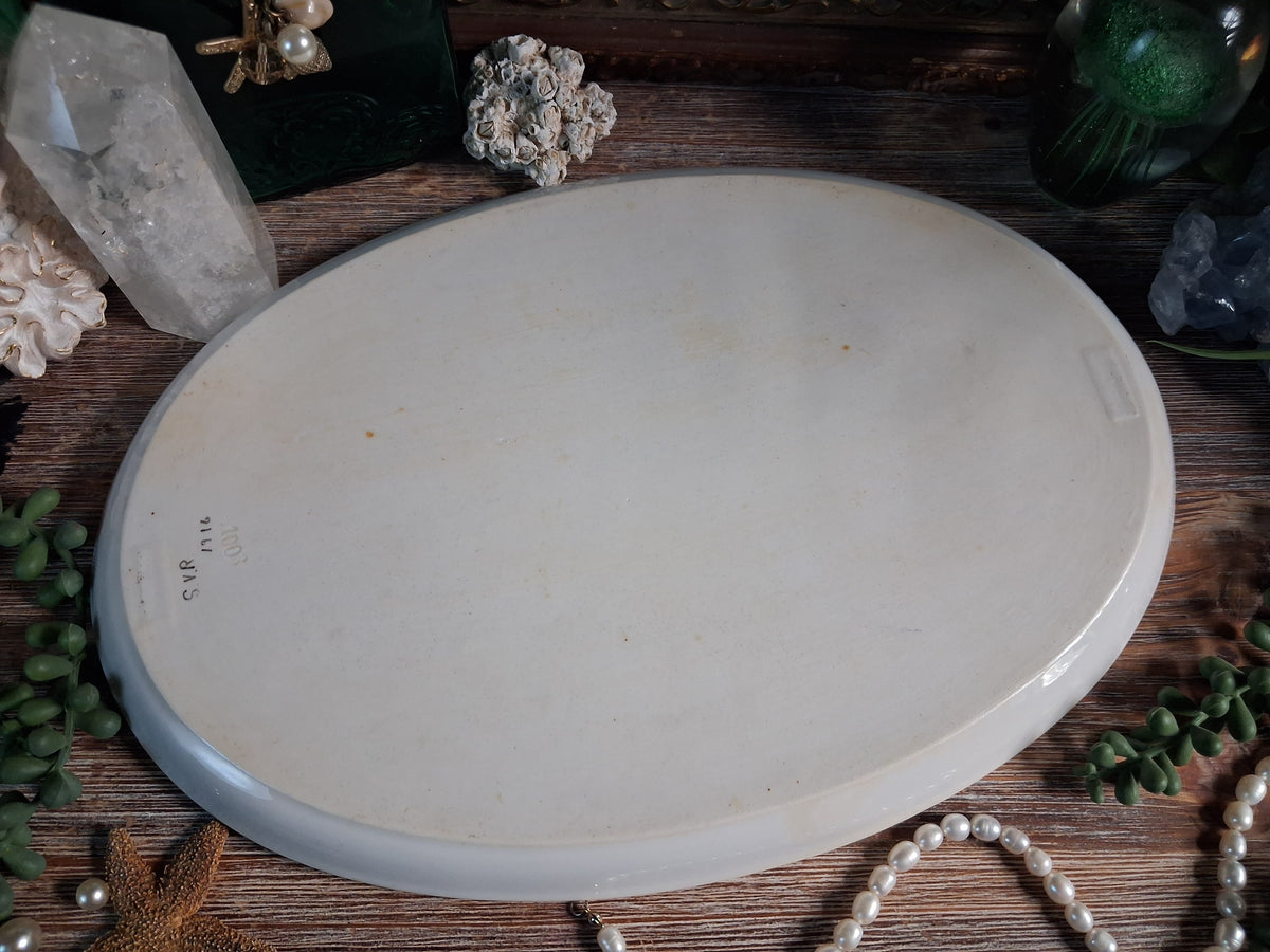 Antique Porcelain Greek Key Altar Tray