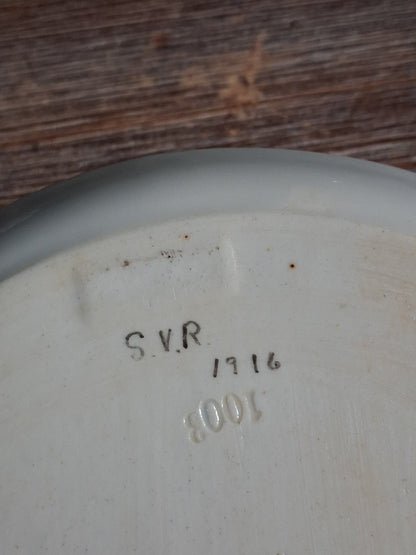 Antique Porcelain Greek Key Altar Tray