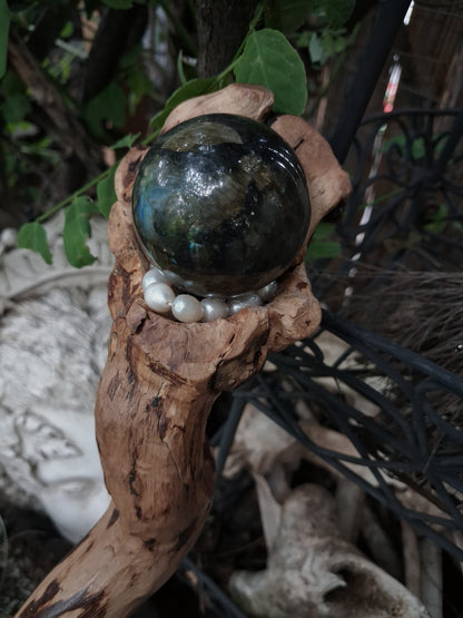 Handmade Labradorite & Pearl Hazelnut Wand / Nuada Wands
