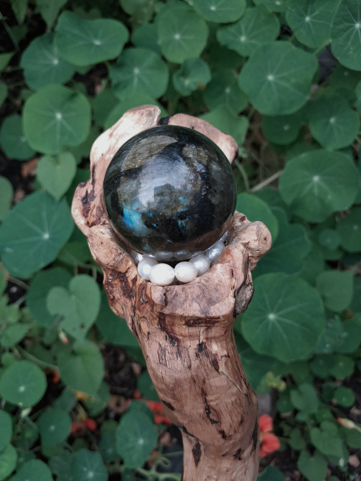 Handmade Labradorite & Pearl Hazelnut Wand / Nuada Wands
