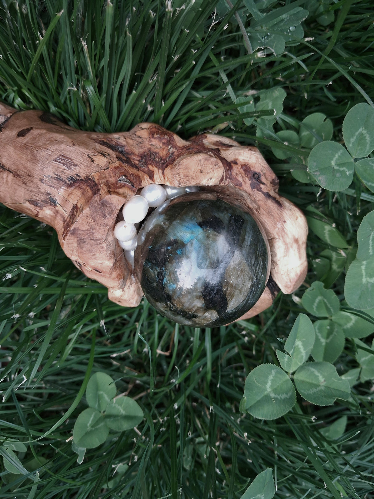 Handmade Labradorite & Pearl Hazelnut Wand / Nuada Wands