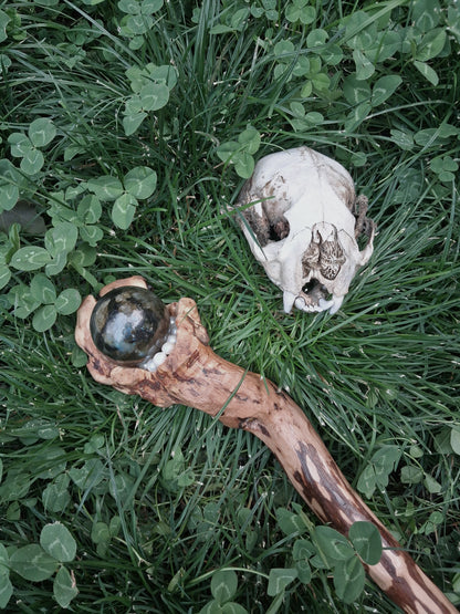Handmade Labradorite & Pearl Hazelnut Wand / Nuada Wands