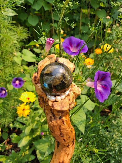 Handmade Labradorite & Pearl Hazelnut Wand / Nuada Wands