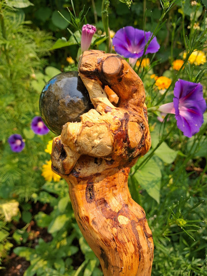 Handmade Labradorite & Pearl Hazelnut Wand / Nuada Wands