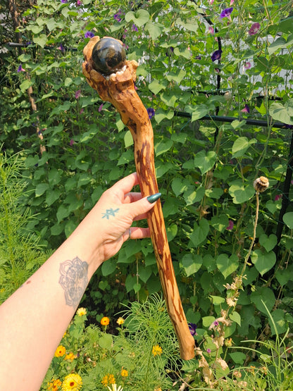 Handmade Labradorite & Pearl Hazelnut Wand / Nuada Wands