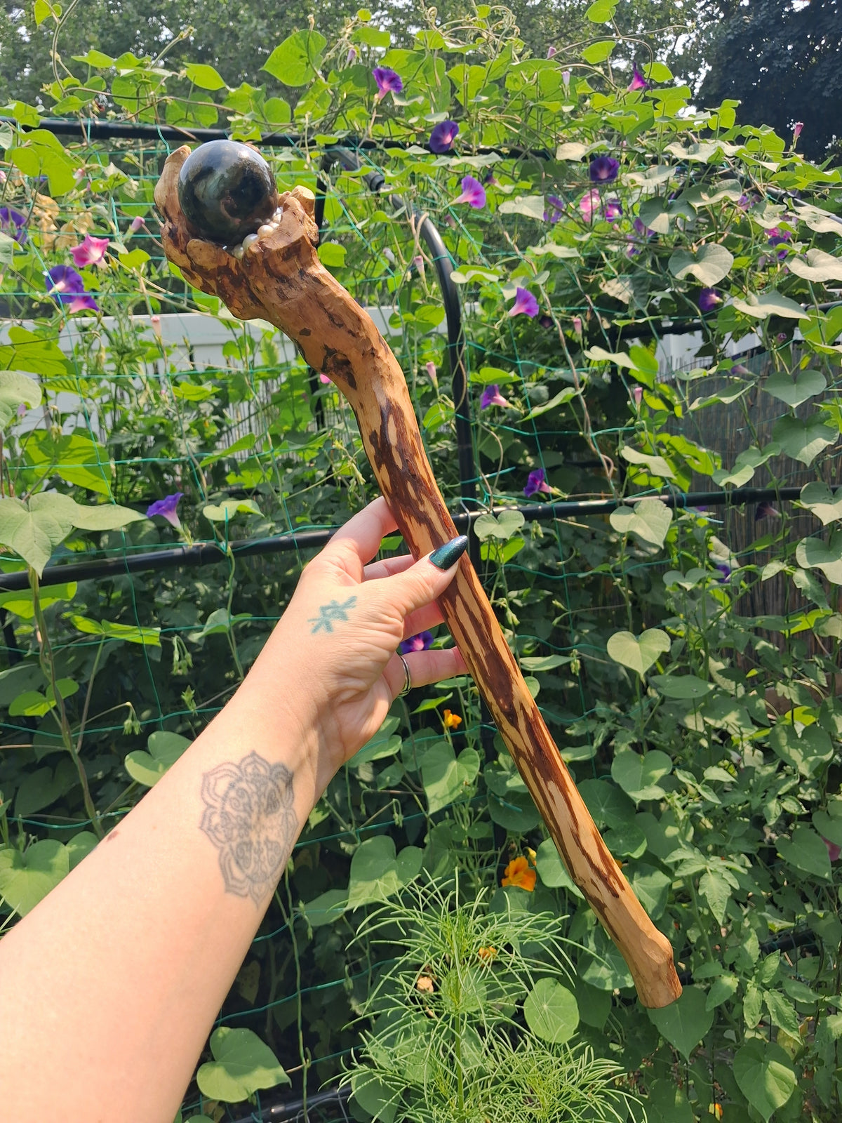 Handmade Labradorite & Pearl Hazelnut Wand / Nuada Wands