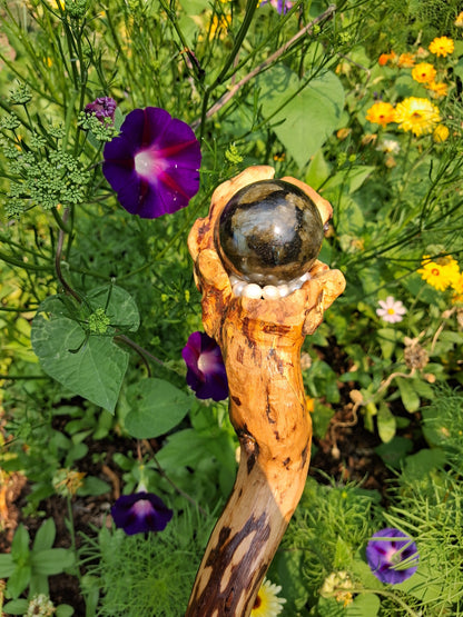Handmade Labradorite & Pearl Hazelnut Wand / Nuada Wands