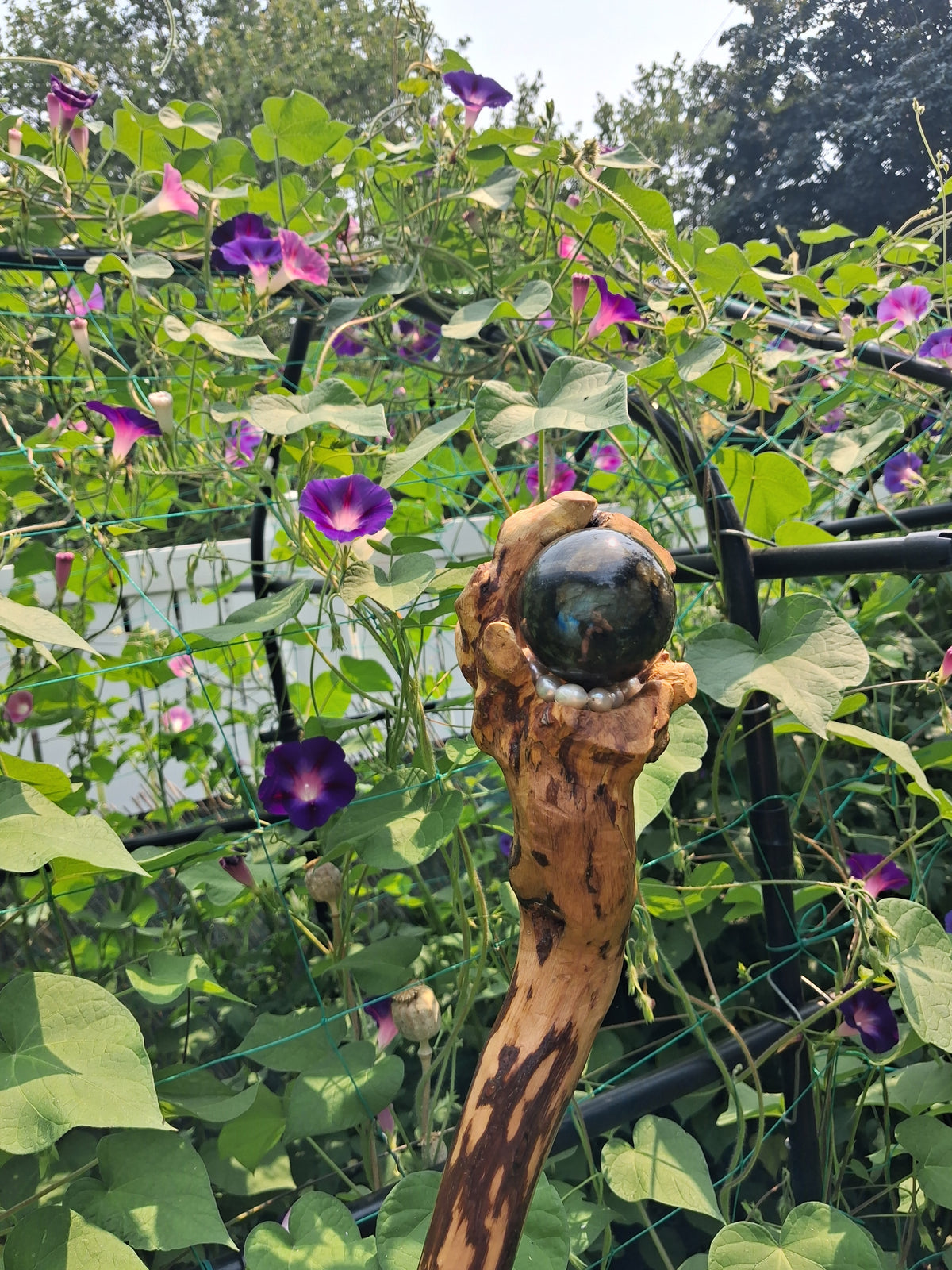 Handmade Labradorite & Pearl Hazelnut Wand / Nuada Wands
