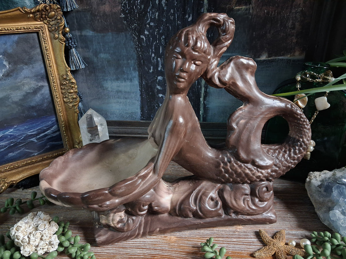Vintage Mermaid Centerpiece & Shell Offering Bowl