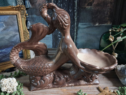 Vintage Mermaid Centerpiece & Shell Offering Bowl