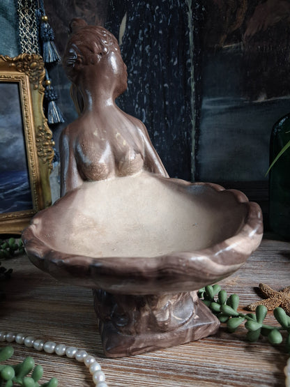 Vintage Mermaid Centerpiece & Shell Offering Bowl
