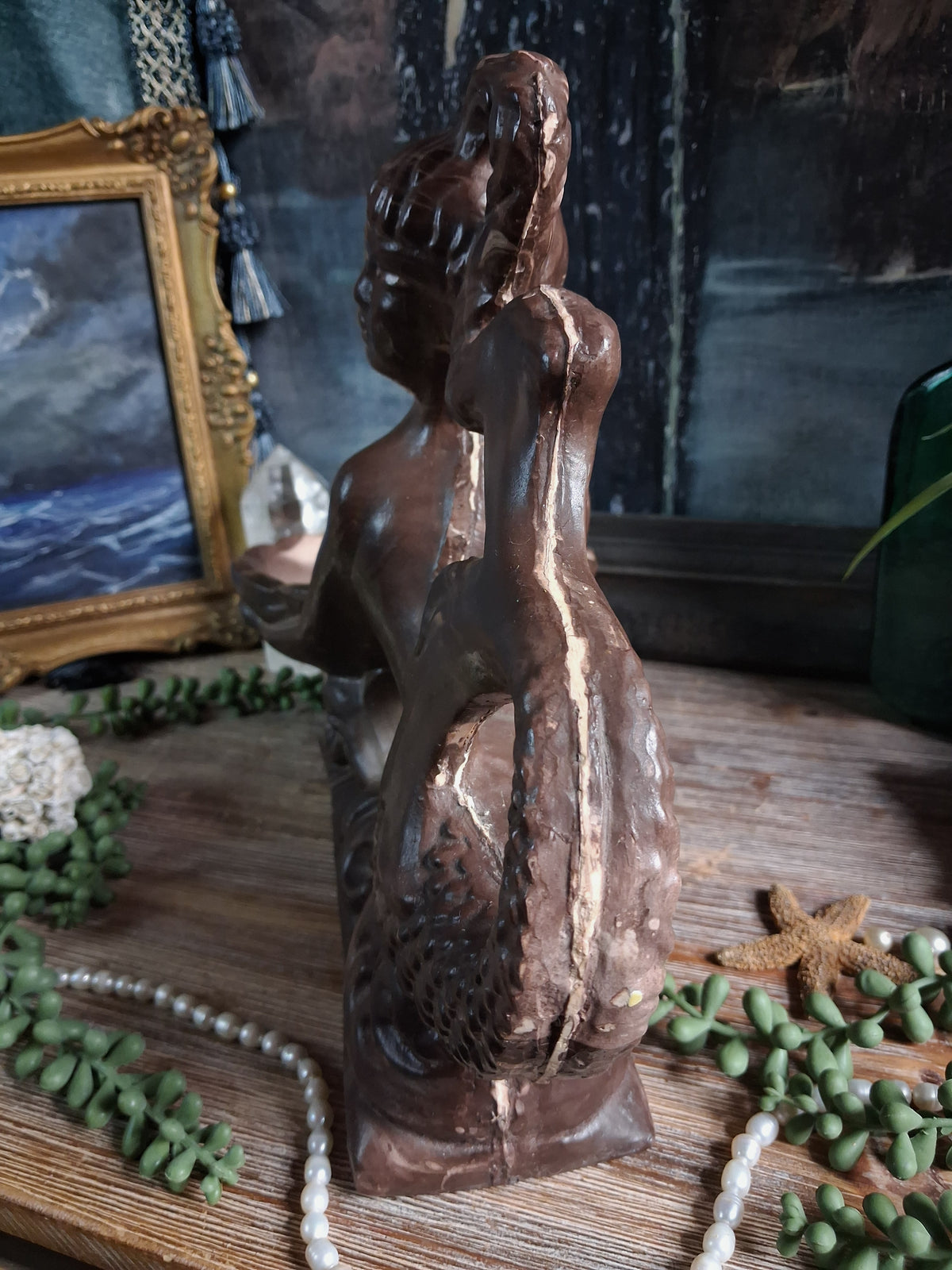 Vintage Mermaid Centerpiece & Shell Offering Bowl