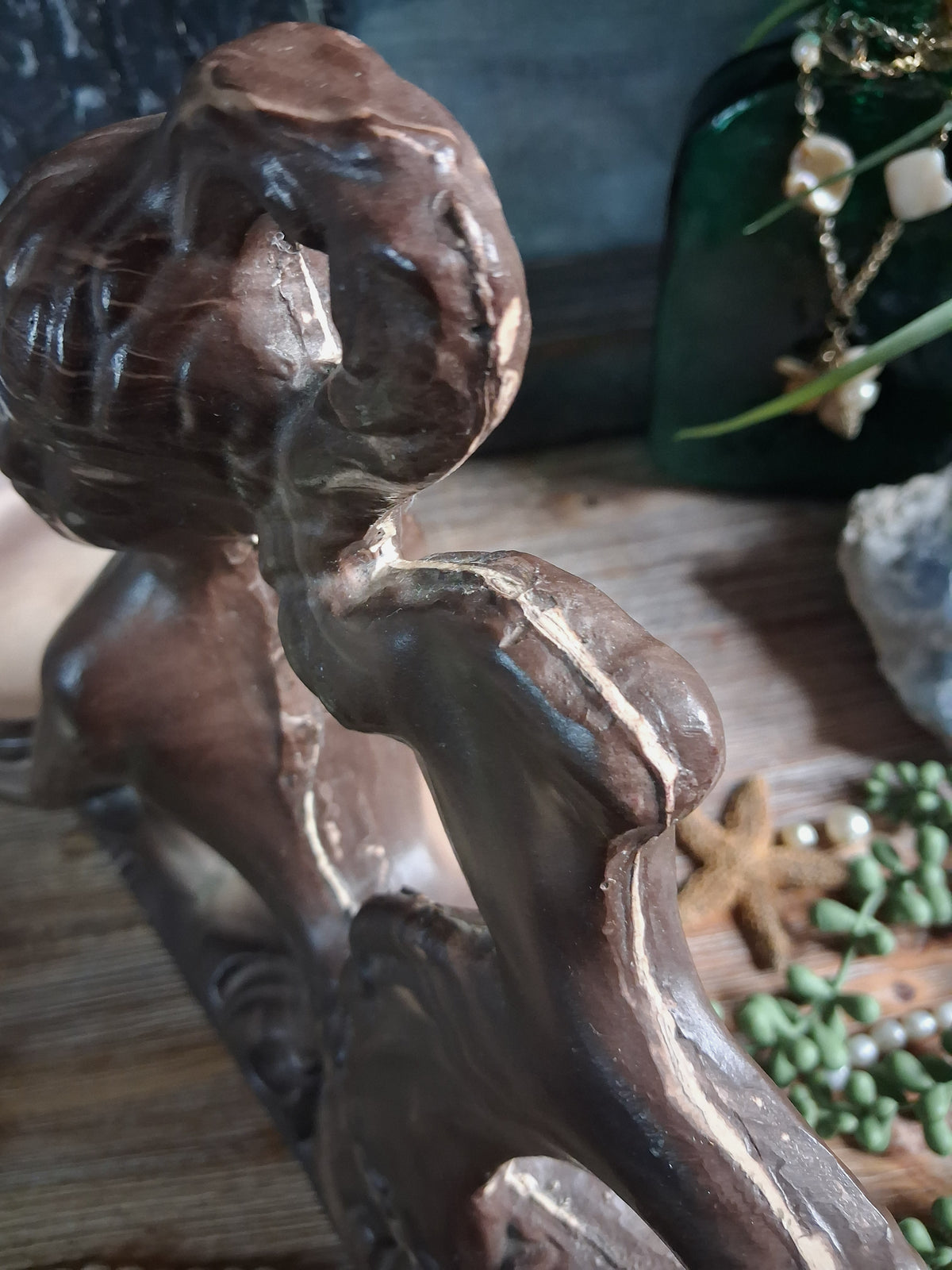 Vintage Mermaid Centerpiece & Shell Offering Bowl