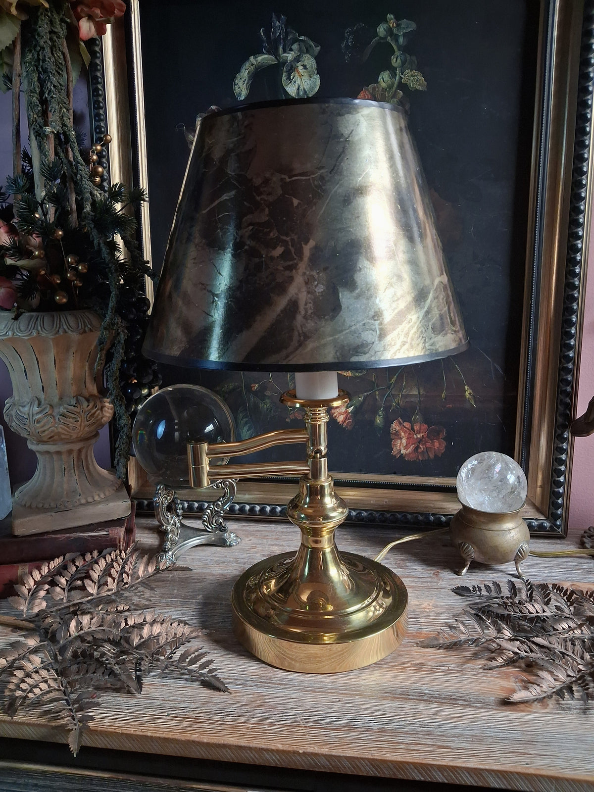 Vintage Brass Bouillotte-Style Table Lamp