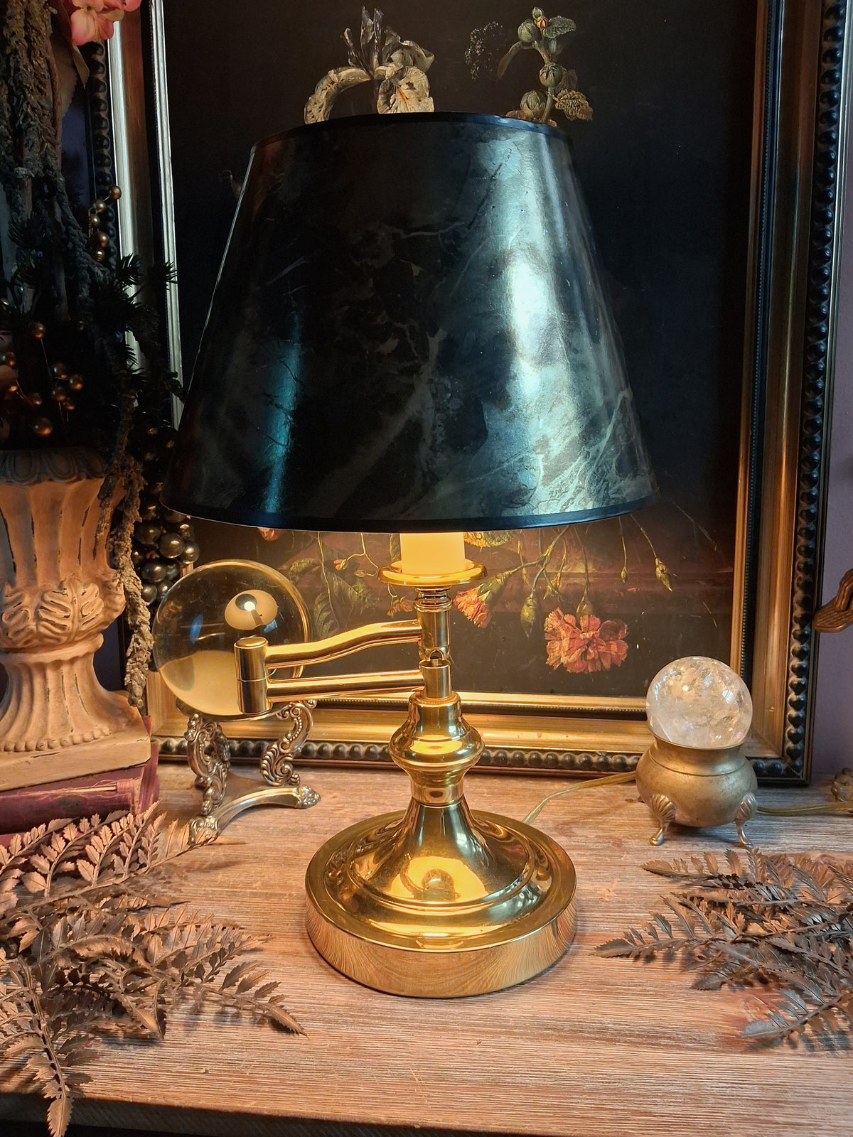 Vintage Brass Bouillotte-Style Table Lamp