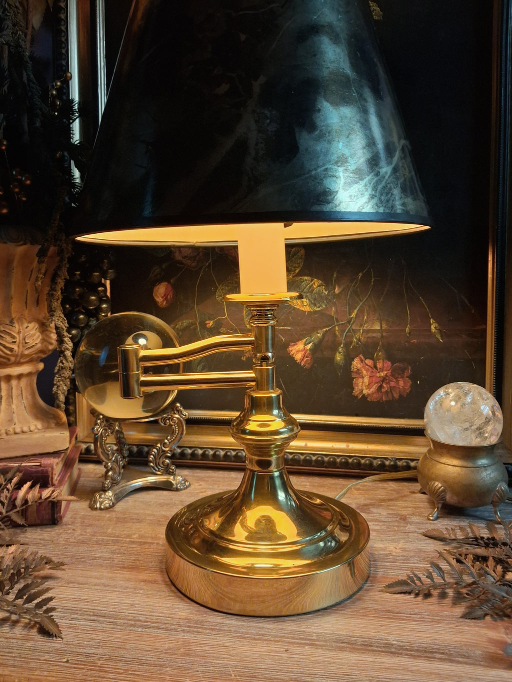 Vintage Brass Bouillotte-Style Table Lamp