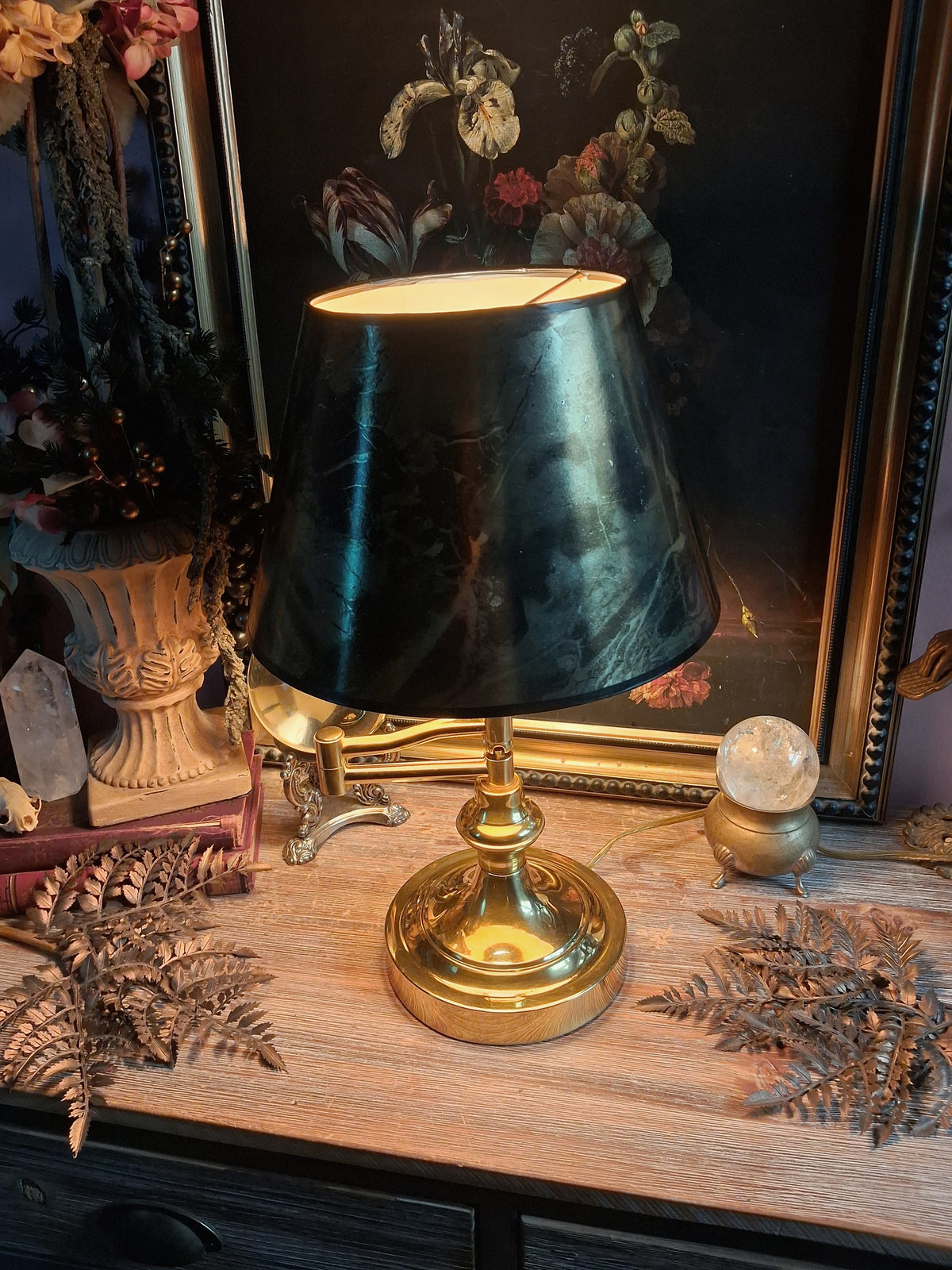 Vintage Brass Bouillotte-Style Table Lamp